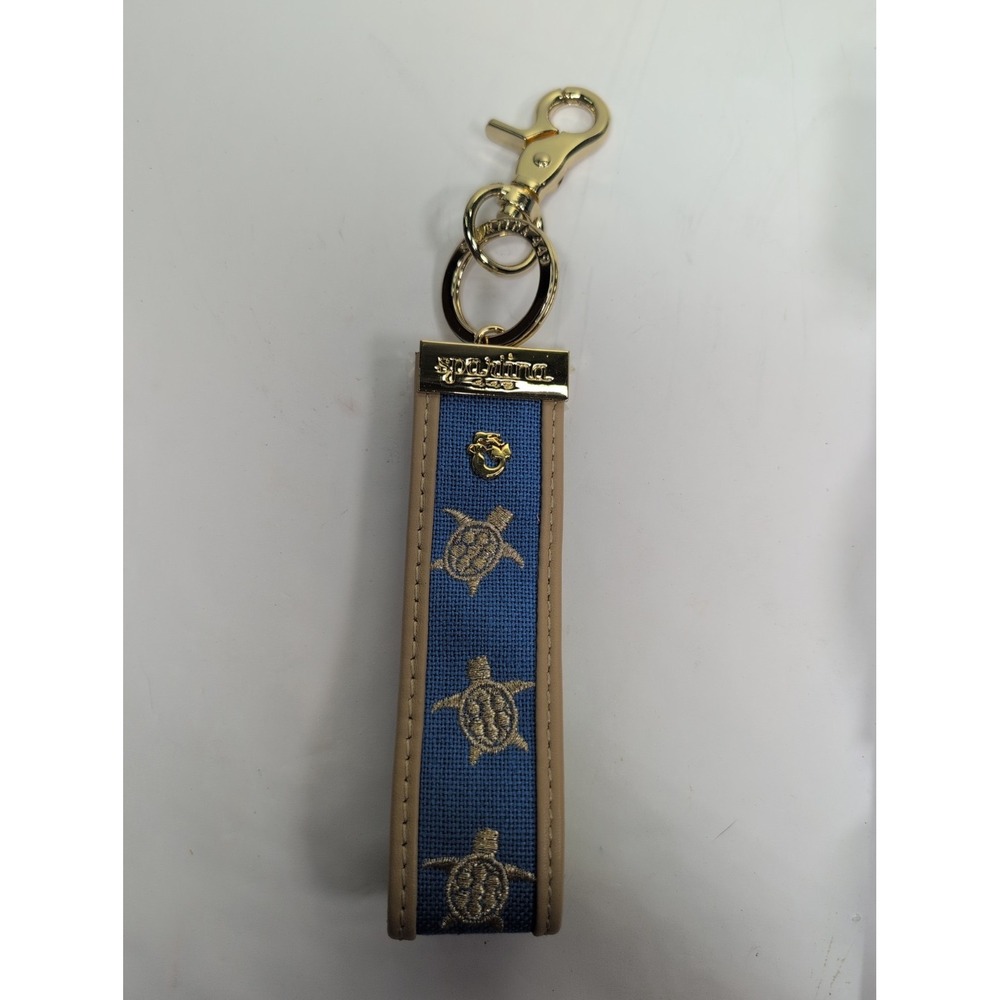 Spartina 449 Grab N Go Keychain Bag Charm Turtle Blue & Gold